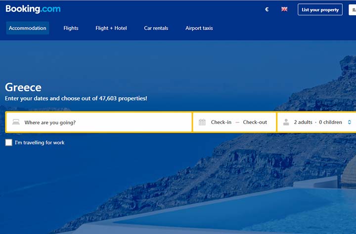رزرو اقامتگان در سایت booking.com - ویزای یونان