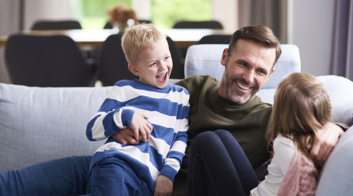 Laughing with family